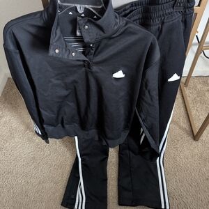adidas Black Joggers with White Accents